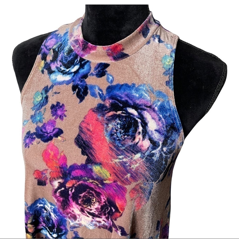 I Joah Crushed Velvet Sleeveless Floral Dress Sm - Picture 5 of 5